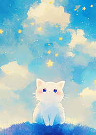 星夜下の白貓❤