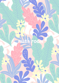 Botanical Tropical leaf pink mush