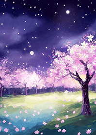 Beautiful night cherry blossoms#1541