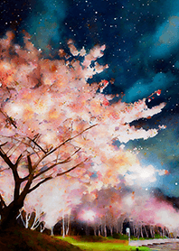 Beautiful night cherry blossoms#981