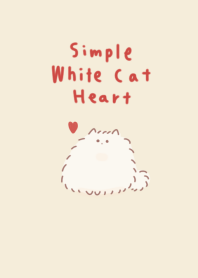 シンプル 白ふわふわ猫 ハート ベージュ 赤