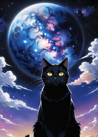 Night Moon Star Cat a1019f