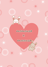 Rabbit MOMO & MOKO -cute heart (pink)