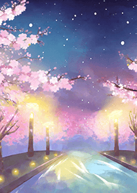 Beautiful night cherry blossoms#546