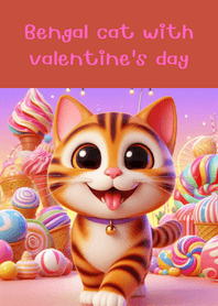 Bengal cat with valentine's day