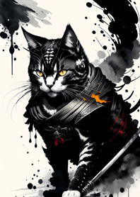 Ink wash cat samurai 4c9A29