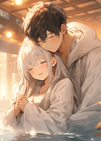 Couple in a hot spring