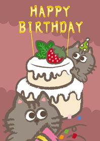 고양이의 생일 파티!(핑크 오렌지)