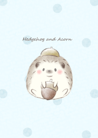 Hedgehog and Acorn -blue- dot
