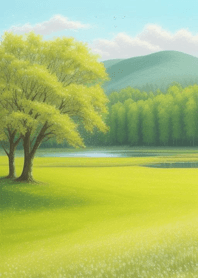 田園風光-春の丘の草原 Z14pC
