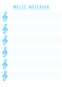 BLUE COLOR MUSICAL NOTES-WHITE