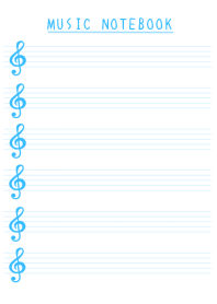 BLUE COLOR MUSICAL NOTES/WHITE