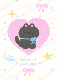 black cat pink heart.