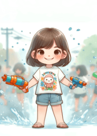 Little Girl in Songkran Day V.1