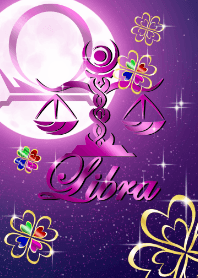Libra four Leaf Clover Moon purple