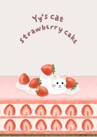 Yy's cat いちご白猫ケーキ・ドーンピンク