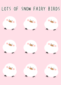 LOTS OF SNOW FAIRY BIRDS-STRAWBERRYPINKj