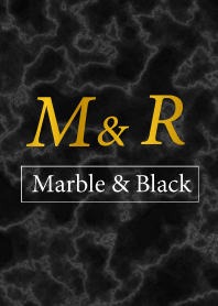M&R イニシャル 大理石モノトーン黒