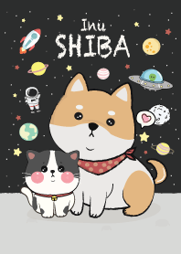 Shiba Inu & Cat Cute : Space Black