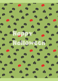 ハロウィン　かぼちゃの影　モスグリーン色