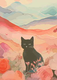 Cat looking here on brown&yellow