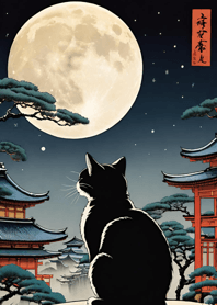 Cat under the Moon 00563A