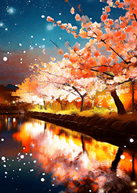 Beautiful night cherry blossoms#1931