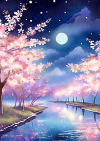 Beautiful night cherry blossoms#948