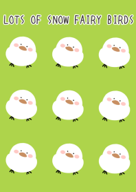 LOTS OF SNOW FAIRY BIRDS-RED-GREENj