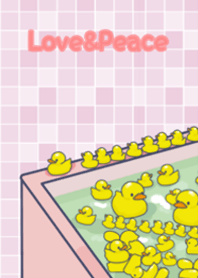 鴨子玩具和浴缸[粉紅色]