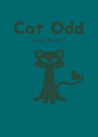 Cat Odd & Heart  Teal green