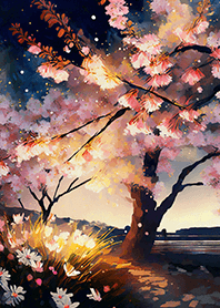Beautiful night cherry blossoms#1462