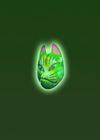 幸運の狐の面エメラルド