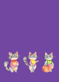 Cats' outing on purple