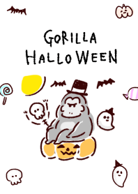 簡單的 大猩猩 萬聖節 灰白