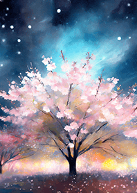 Beautiful night cherry blossoms#2949