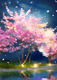 Beautiful night cherry blossoms#1729
