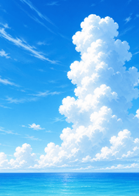Blue Sky Sea White Clouds#9