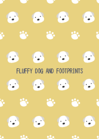 FLUFFY DOG AND FOOTPRINTS-DUSTY YELLOW