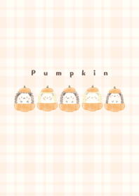 Hedgehog and Pumpkin -pink- plaid