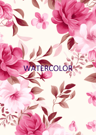 WATERCOLOR-RED RETRO FLOWER 46