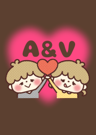 Love Love Couple Initial Theme. A and V