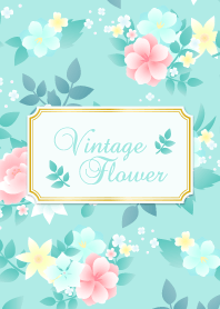 Vintage flower-Mint&Pink-