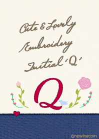 Cute & Lovely embroidery Initial 'Q'