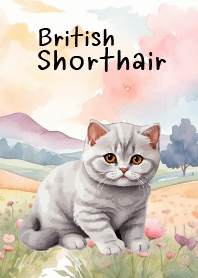 British Shorthair In Flower Theme