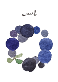 Blue fruit wreath theme. watercolor
