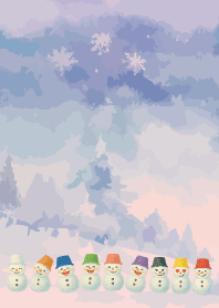 Colorful Snowman04 on red