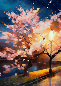 Beautiful night cherry blossoms#1763