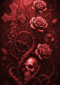 Crimson Gothic Rose & Cross#1