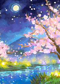 Beautiful night cherry blossoms#942